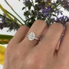 3.50 Ct Oval Lab Diamond & .33 Ctw Diamond Surprise Channel Set Hidden Halo Engagement Ring