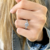 2 Ct Round Moissanite & 0.16 Ctw Marquise Diamond Vine Engagement Ring