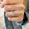 1.50 Ct Round Lab Diamond & .33 Ctw Marquise Diamond Three Stone Engagement Ring