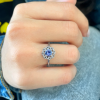 0.75 Ct Round Tanzanite & Diamond Vintage Flora Halo Ring