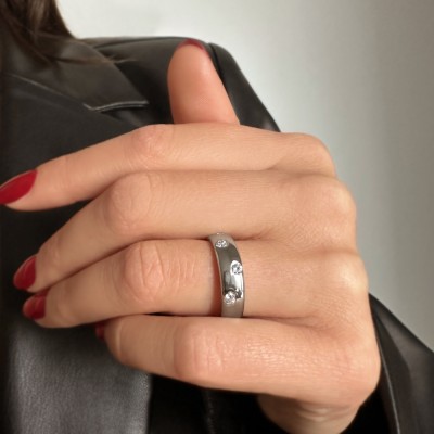Inlay CZ Classic Wedding Ring