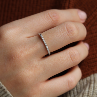 Diamond Pavé Flat Top Stackable Band