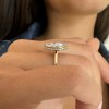 3.5 Ct Marquise Moissanite & .22 Ctw Lab Diamond Crown Hidden Halo Bezel Engagement Ring
