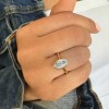 3.5 Ct Marquise Moissanite & .22 Ctw Lab Diamond Crown Hidden Halo Bezel Engagement Ring