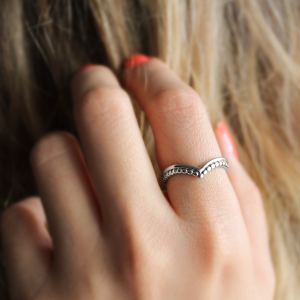 Tiara Beaded Chevron Ring