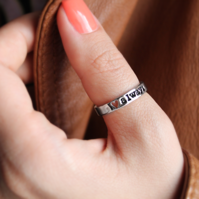 Heart Print Name Ring