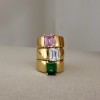 2.5 Ct Ruby Emerald Cut Birthstone Wide Band Cigar Ring