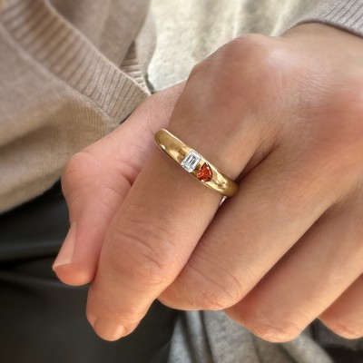 Emerald & Pear Birthstone Toi et Moi Dome Ring