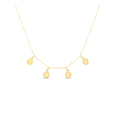 Gold LOVE Disc Dangle Necklace