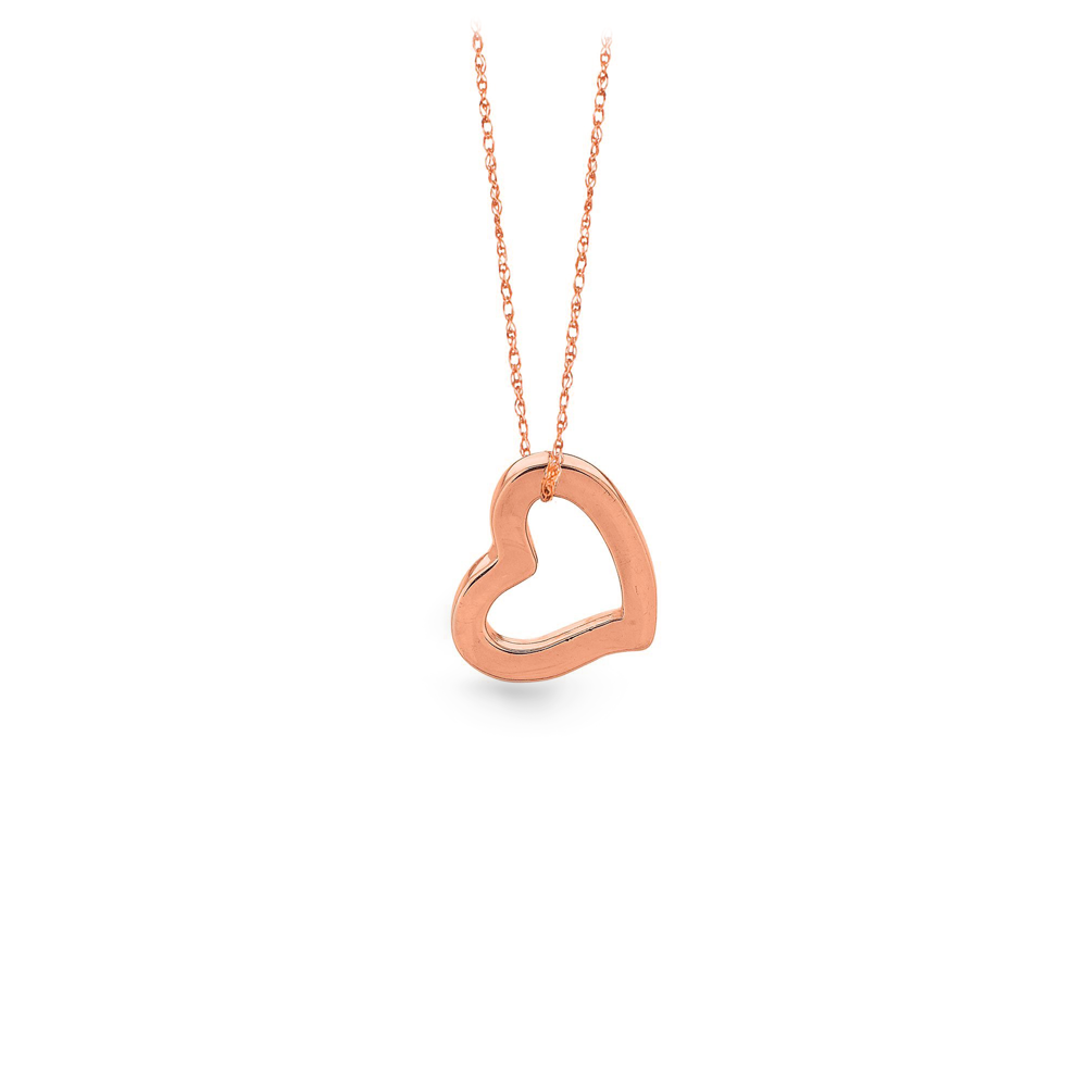 Gold Open Heart Charm Necklace