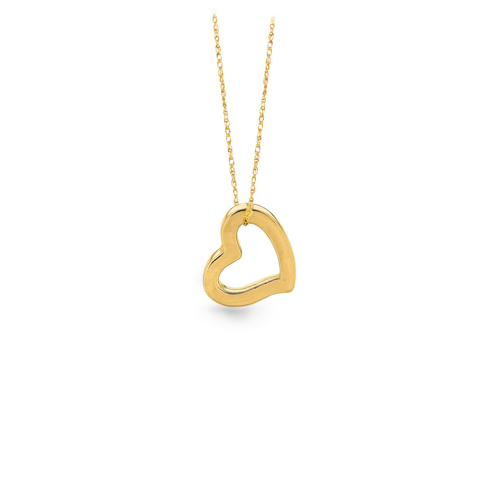 Gold Open Heart Charm Necklace