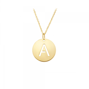 Gold Disc Initial Cutout Necklace A