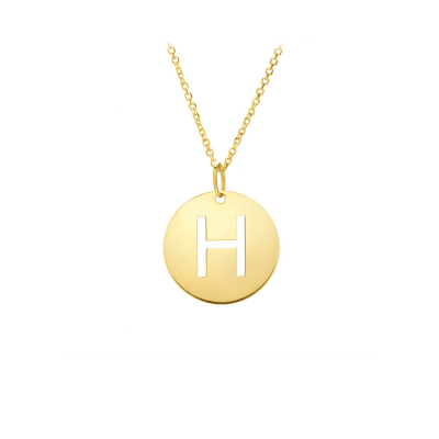 Gold Disc Initial Cutout Necklace H