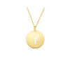 Gold Disc Initial Cutout Necklace Y