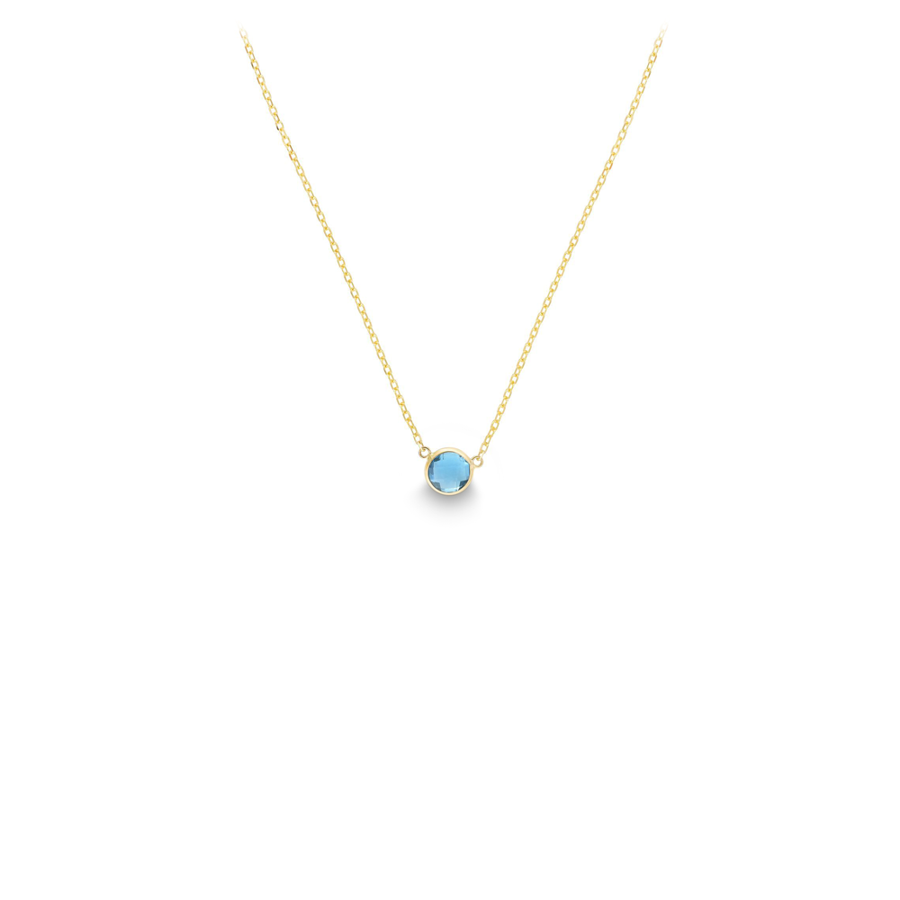 14K Gold & Blue Topaz Solitaire Necklace