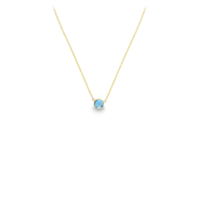 14K Gold & Blue Topaz Solitaire Necklace