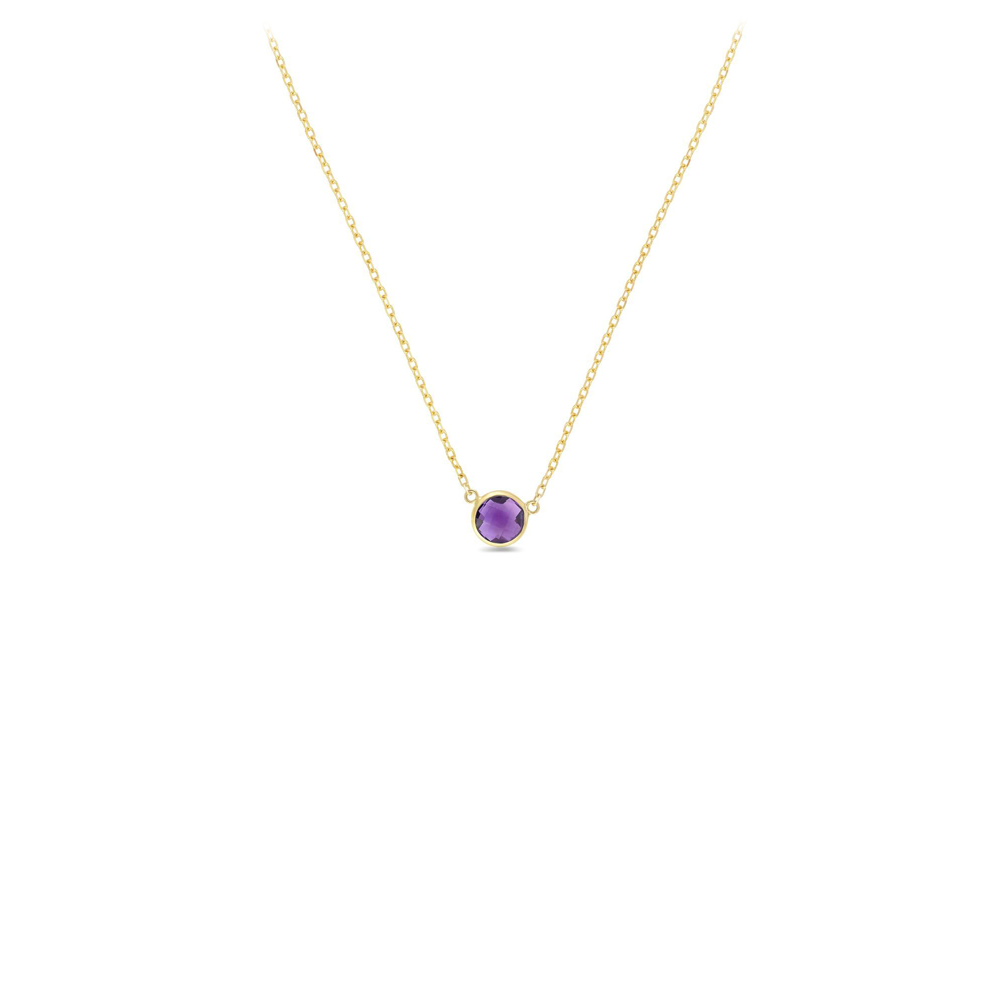 14K Gold & Amethyst Solitaire Necklace