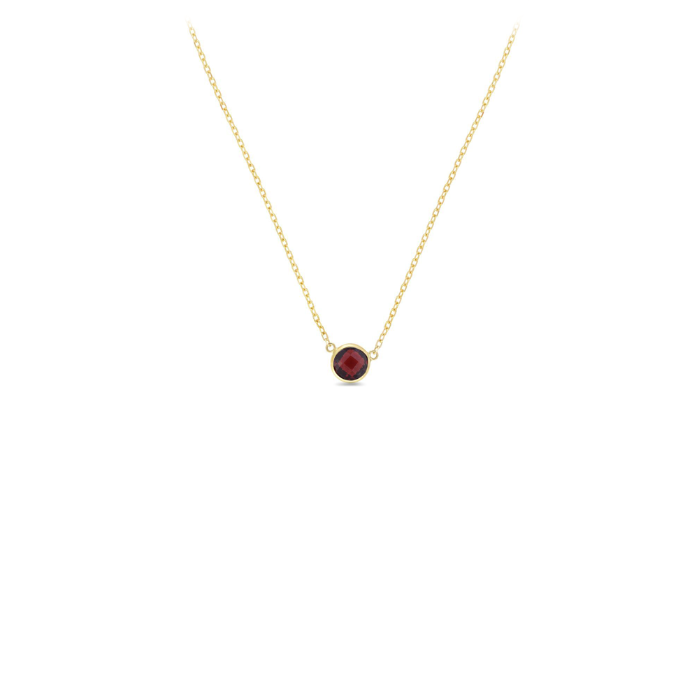 14K Gold & Garnet Solitaire Necklace