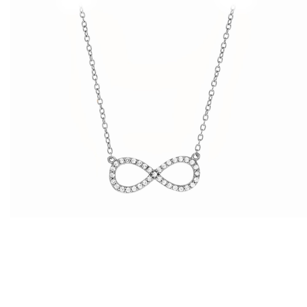 Silver Pavé CZ Infinity Necklace