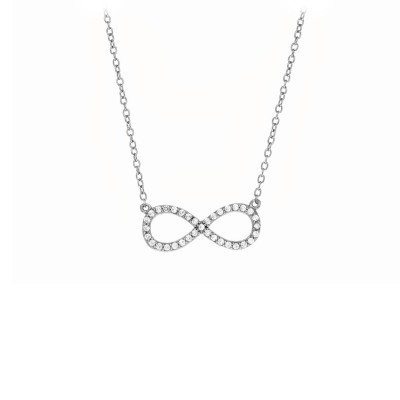Silver Pavé CZ Infinity Necklace