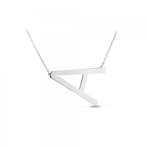 Large Silver Initial Necklace A