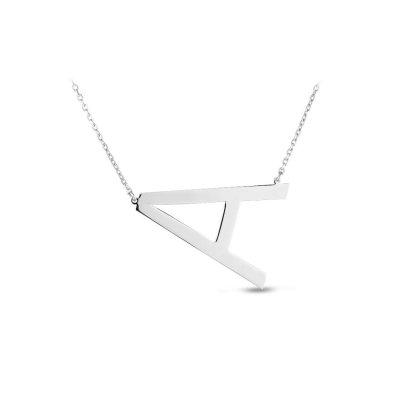 Large Silver Initial Necklace A