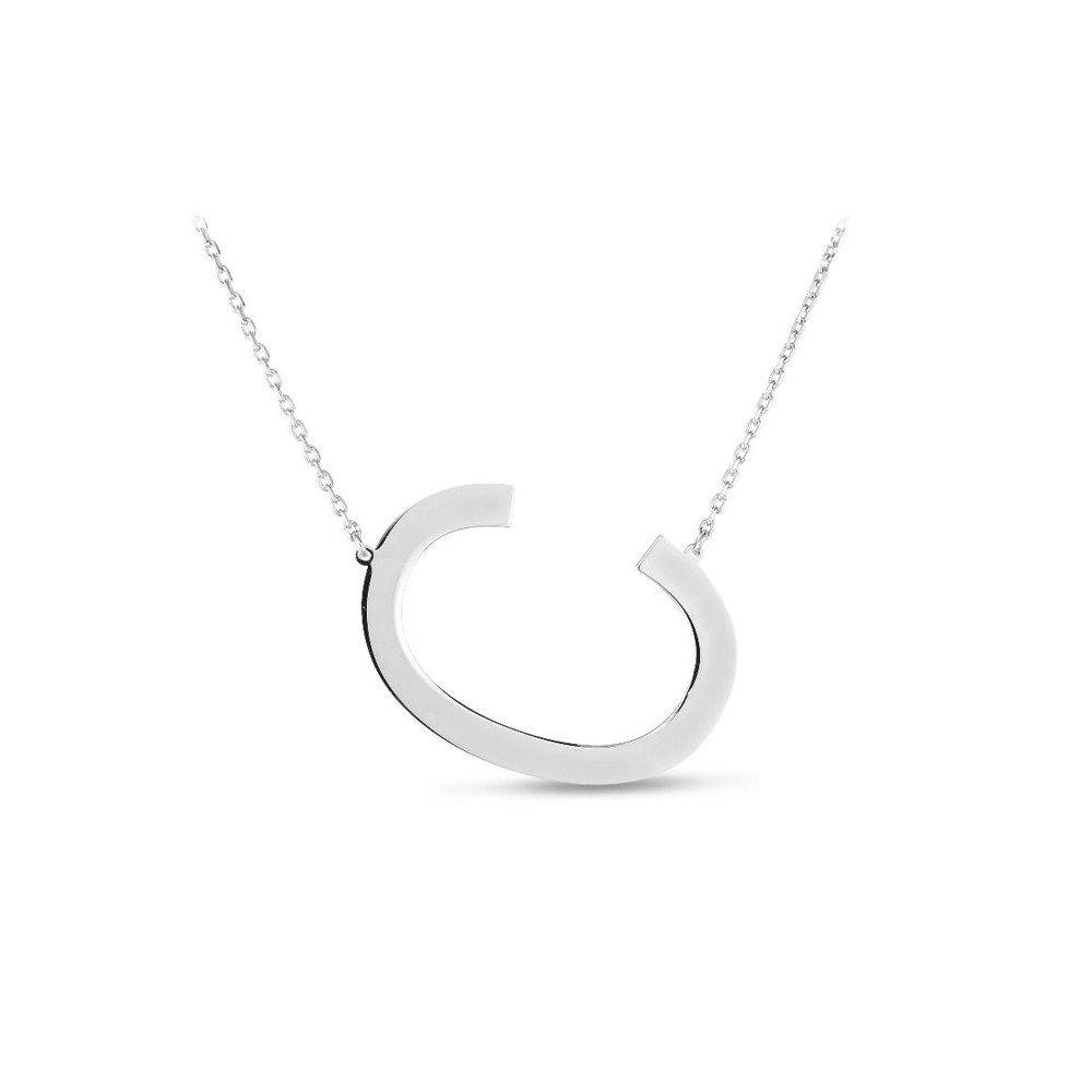 Large Silver Initial Necklace Z