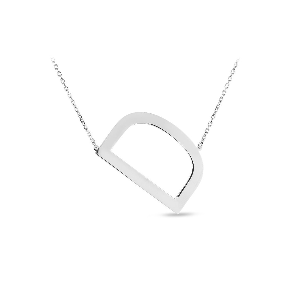 Large Silver Initial Necklace D