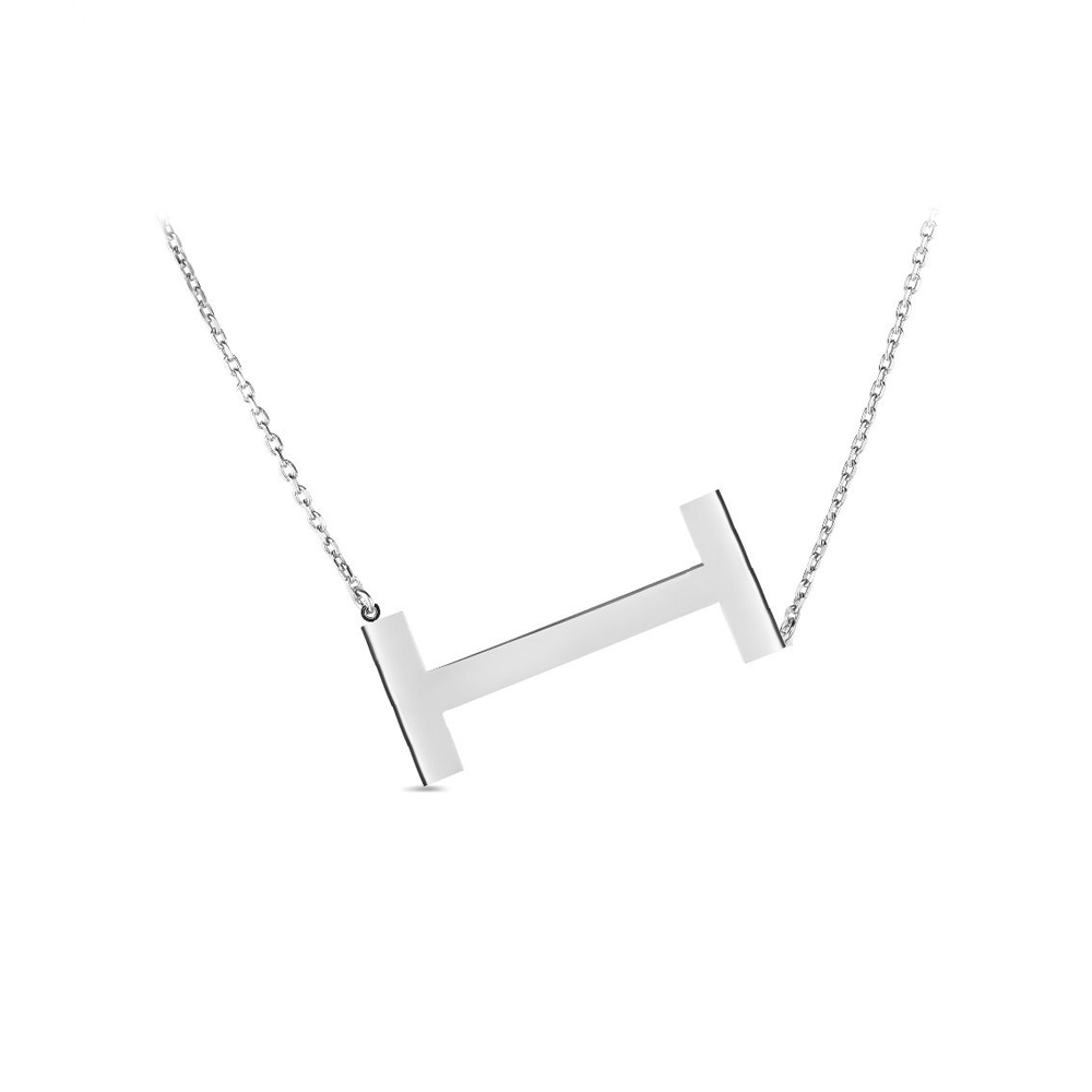 Large Silver Initial Necklace I