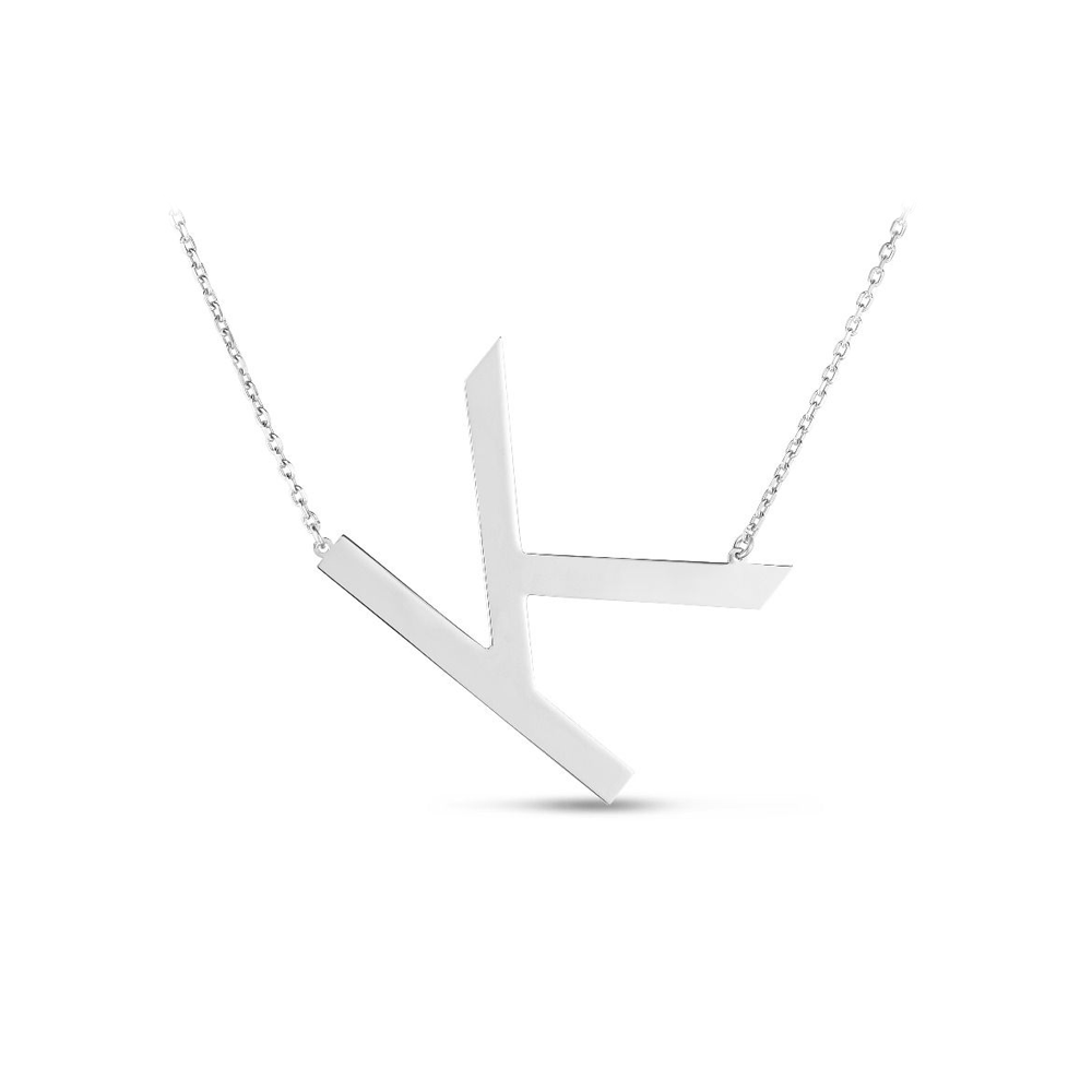 Large Silver Initial Necklace K