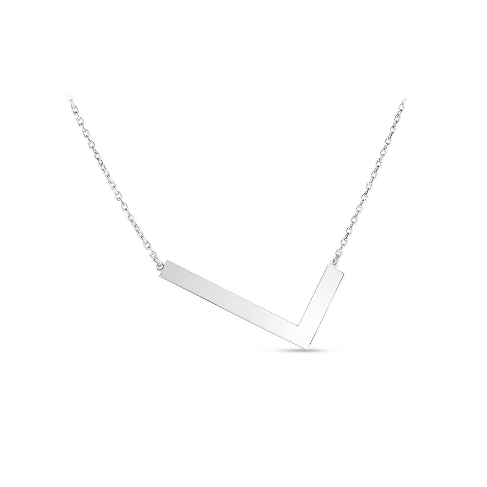 Large Silver Initial Necklace L