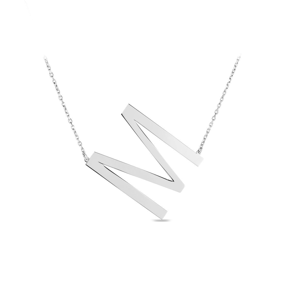 Large Silver Initial Necklace M