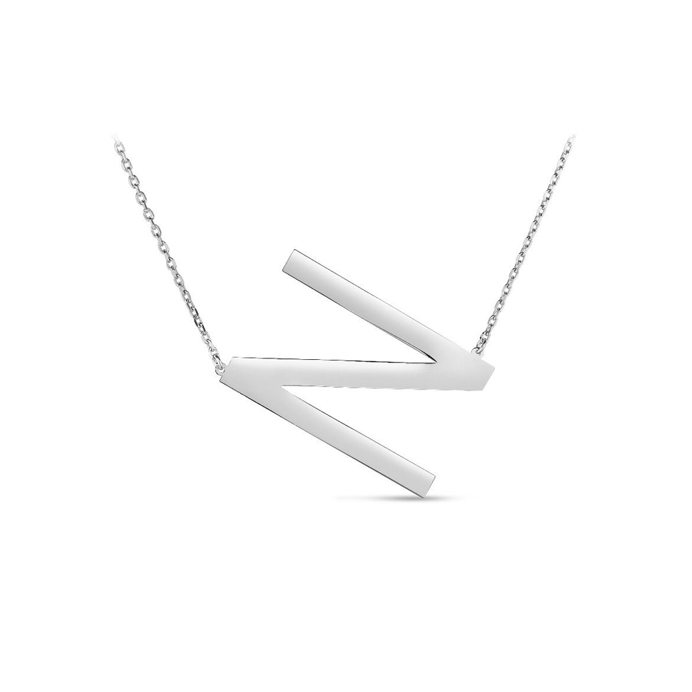 Large Silver Initial Necklace N