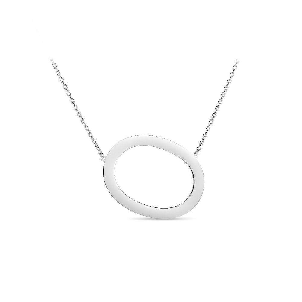 Large Silver Initial Necklace O