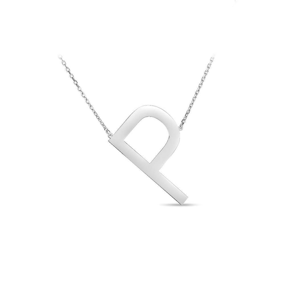 Large Silver Initial Necklace P