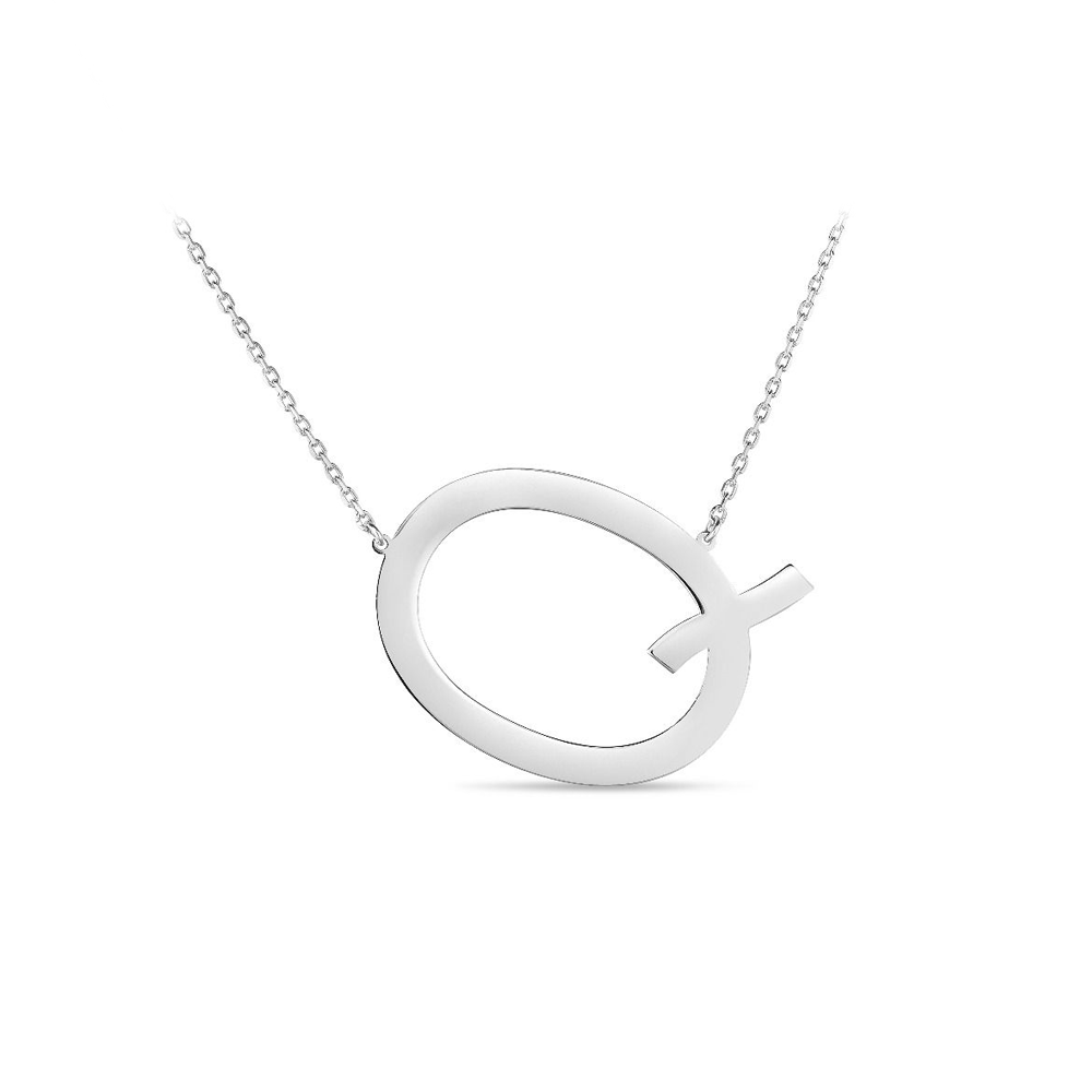 Large Silver Initial Necklace Q