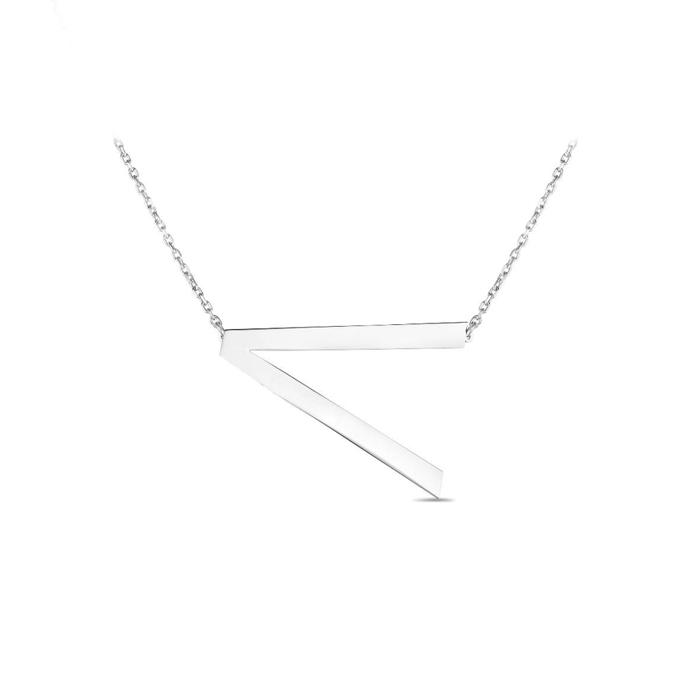 Large Silver Initial Necklace V