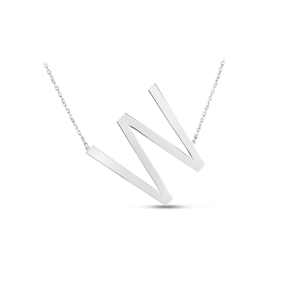 Large Silver Initial Necklace W