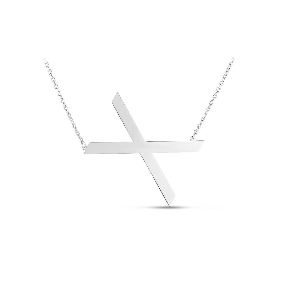Large Silver Initial Necklace X