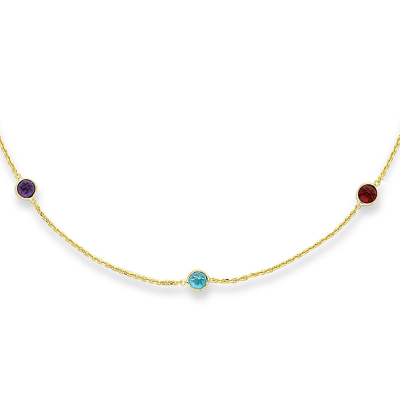 Gold Multi Color Gemstones By The Yard Necklace