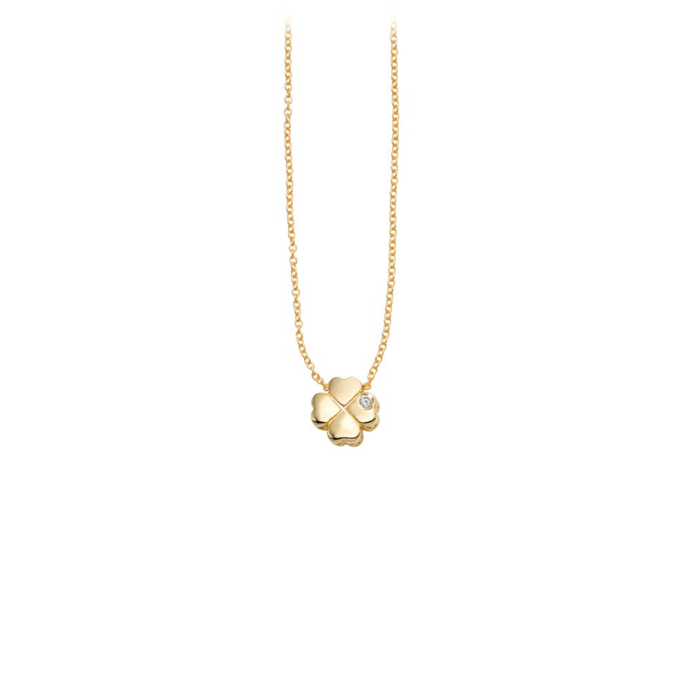 Gold & Diamond Clover Pendant Necklace