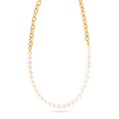 Gold & Pearl Rolo Chain Necklace