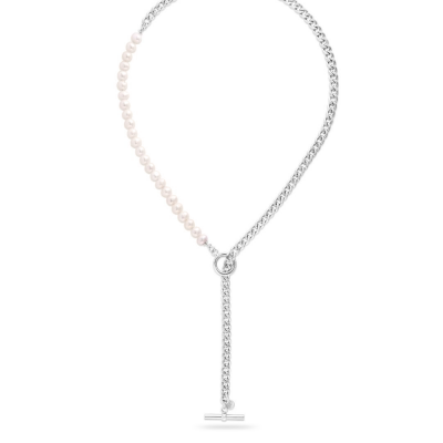 Silver & Pearl Chain Toggle Necklace