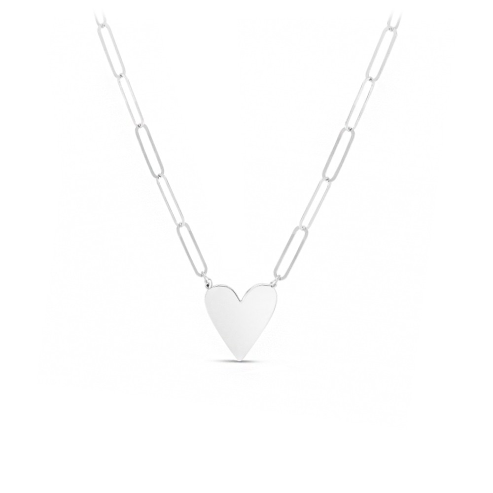 Silver Heart Shape Paperclip Necklace