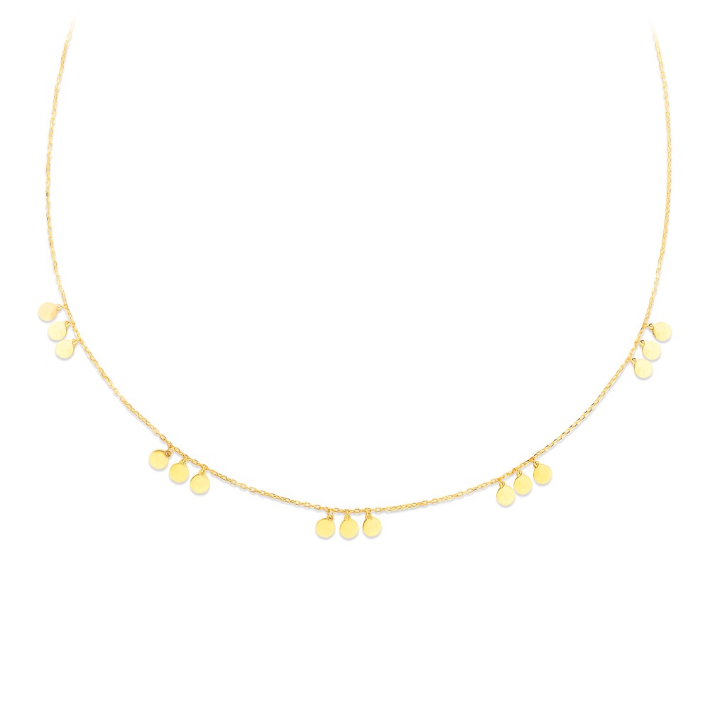 Gold Multi Drop Disc Necklace