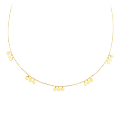 Gold Multi Drop Disc Necklace