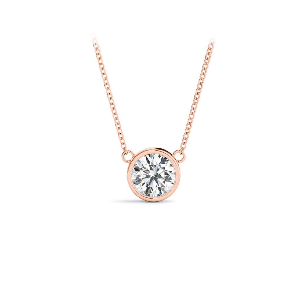0.5 Ct Round Moissanite Bezel Pendant Necklace