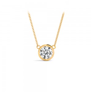 1 Ct Round Moissanite Bezel Pendant Necklace