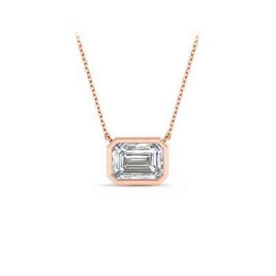 1 Ct Emerald Moissanite Bezel Pendant Necklace