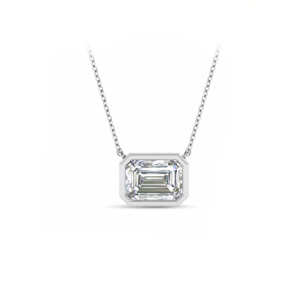 1 Ct Emerald CZ Bezel Pendant Necklace